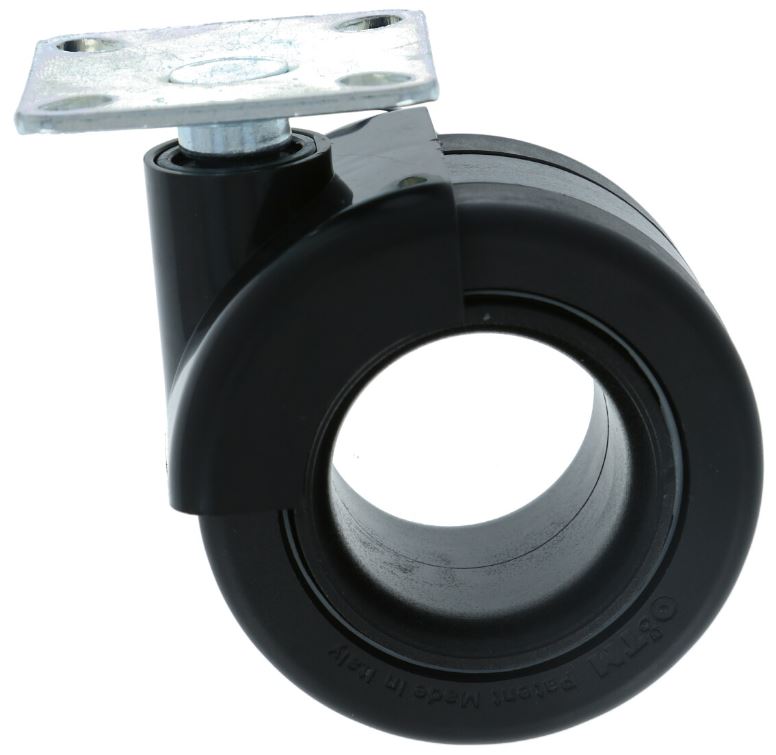 Meubelwiel Dubbel Zacht Loopvlak Zwart Met plaat