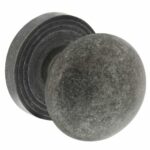 Knop op rozet vast gemonteerd met ril oud grijs