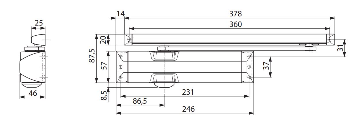 Deurdranger Droma TS 90-Impulse met glijarm zilvergrijs