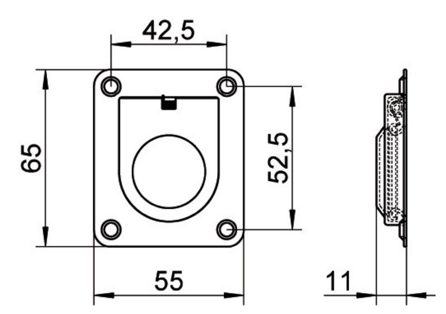 Luikring Rechthoekig 65X55 mm RVS A4