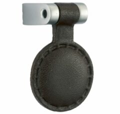 Knop Leder Rond Donkerbruin 16 mm