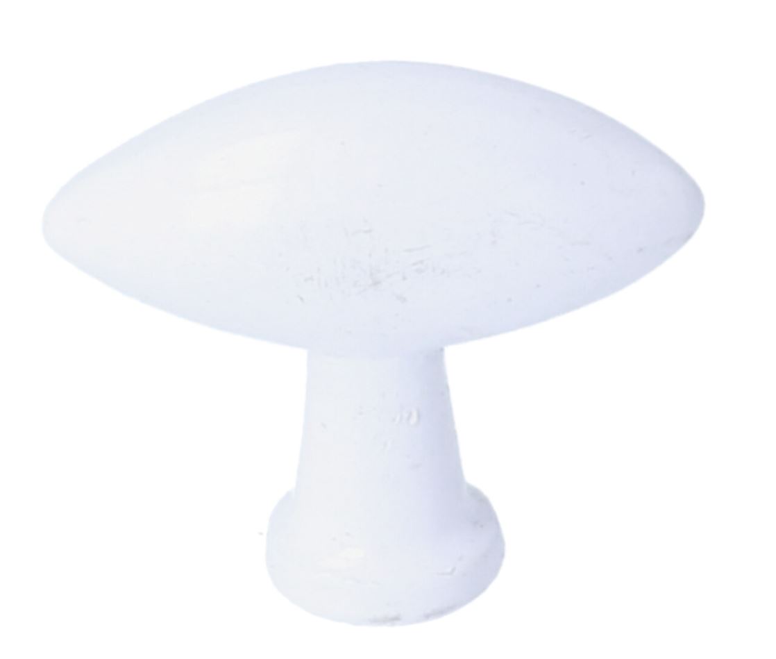 Knop ovaal, wit gelakt 35 x 14 mm