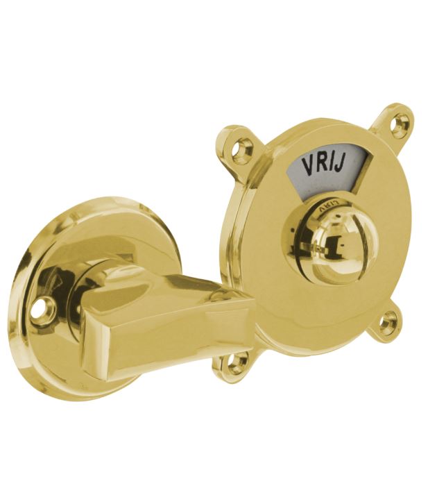 WC-sluiting Degeorge 8 mm stift en tekst "vrij / bezet" messing gelakt