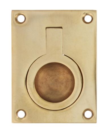 Luikring recht 50mm x 39mm messing gelakt