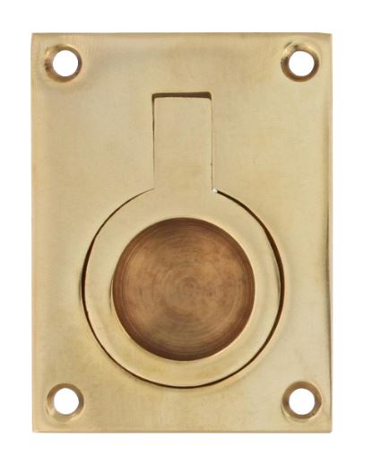 Luikring recht 65mm x 49mm messing gelakt