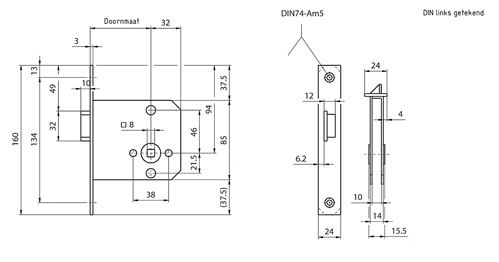 Mauer loopslot 2451 F 60 mm Din Links