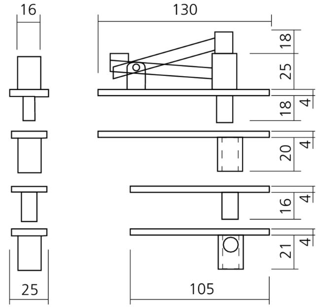Pivot/taatsdeurscharnier RVS