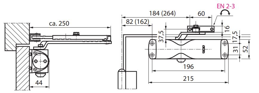 Deurdranger Geze TS-1000 C met schaararm Bruin