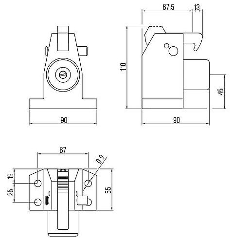 Deurvastzetter vloermodel incl. opvanghaak & geveerde stootbuffer Robusto zilver