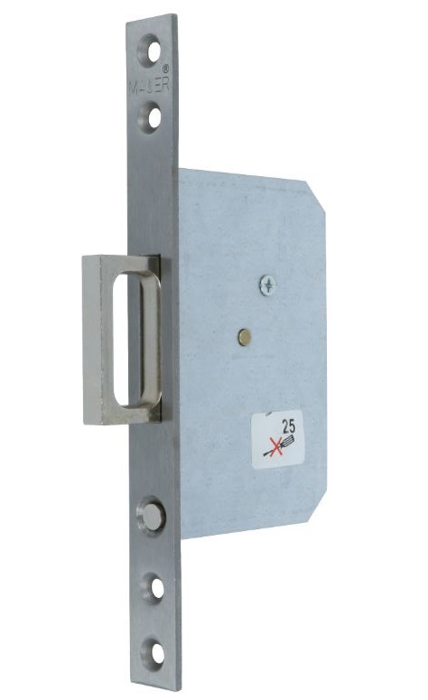 Mauer 3193 Schuifdeurslot Met Drukknop RVS