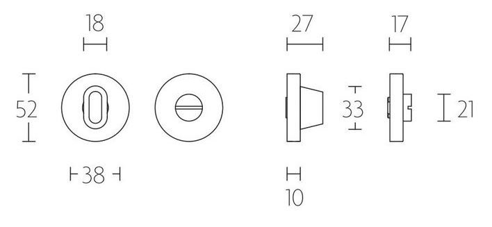 WC-Sluiting Rond Blind met 8 mm stift RVS/Mat Zwart