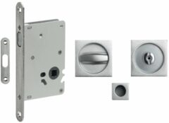 Slotset voor schuifdeur nikkel gesatineerd