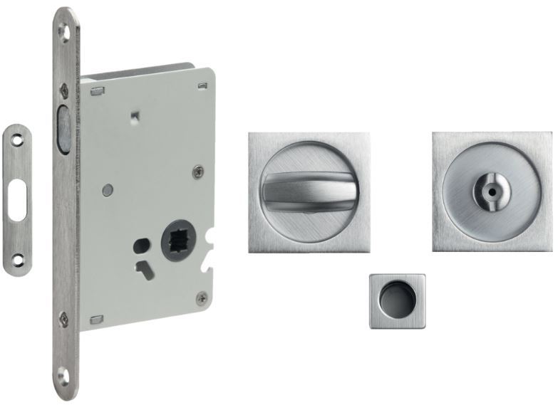 Slotset voor schuifdeur nikkel gesatineerd