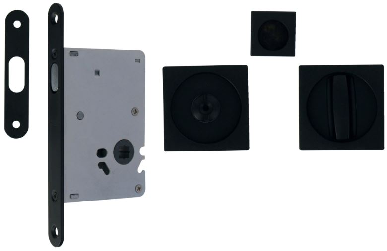 Slotset voor schuifdeur mat zwart