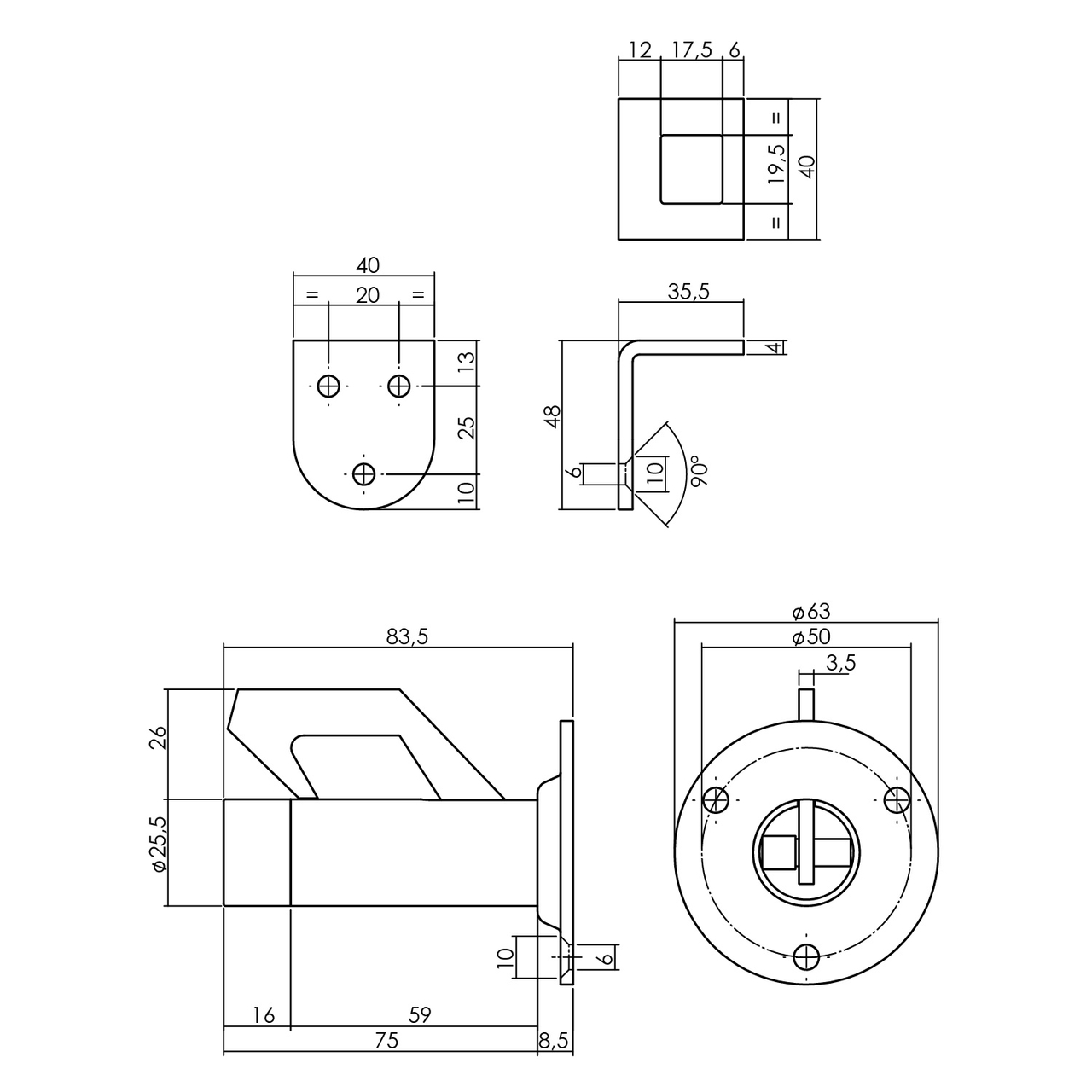 P+E Deurvastzetter wandmontage rvs geborsteld