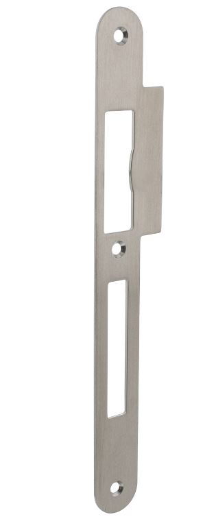 P+E Sluitplaat voor projectsloten met dag- en nachtschoot DIN links 235x25mm rvs geborsteld