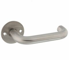 P+E Gatdeel deurkruk U-model op ronde rozet 8mm stift rvs geborsteld