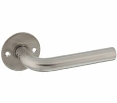 P+E Gatdeel deurkruk L-model op ronde rozet 8mm stift rvs geborsteld