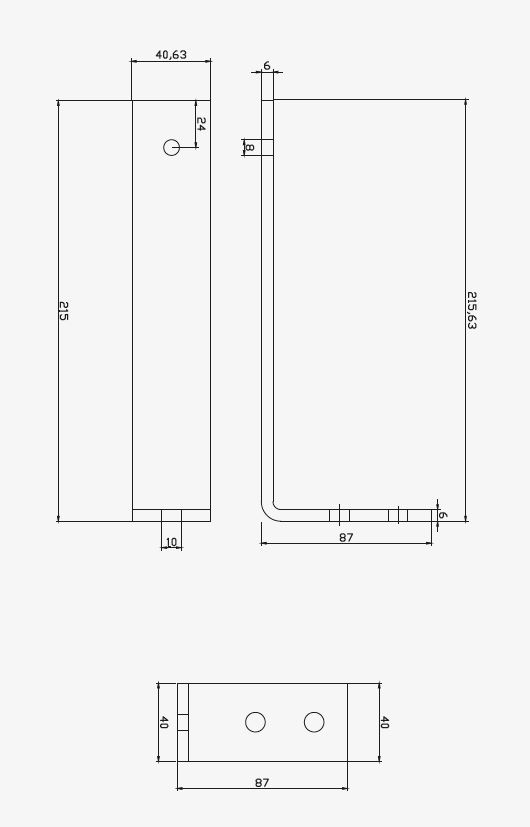 1 plafondbeugel 216 mm tbv schuifdeursysteem 2 meter, staal mat zwart
