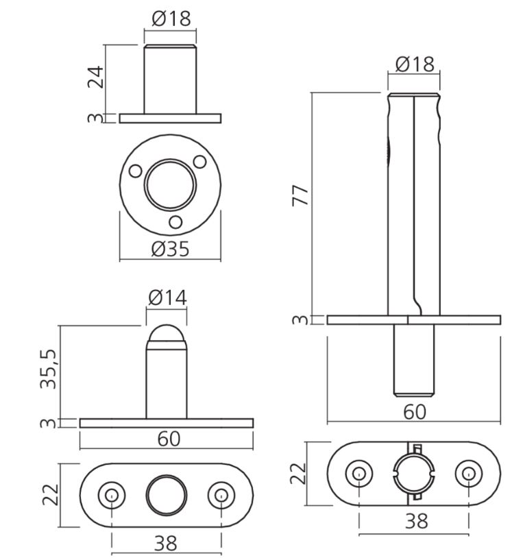 Pivot/taatsdeurscharnier RVS