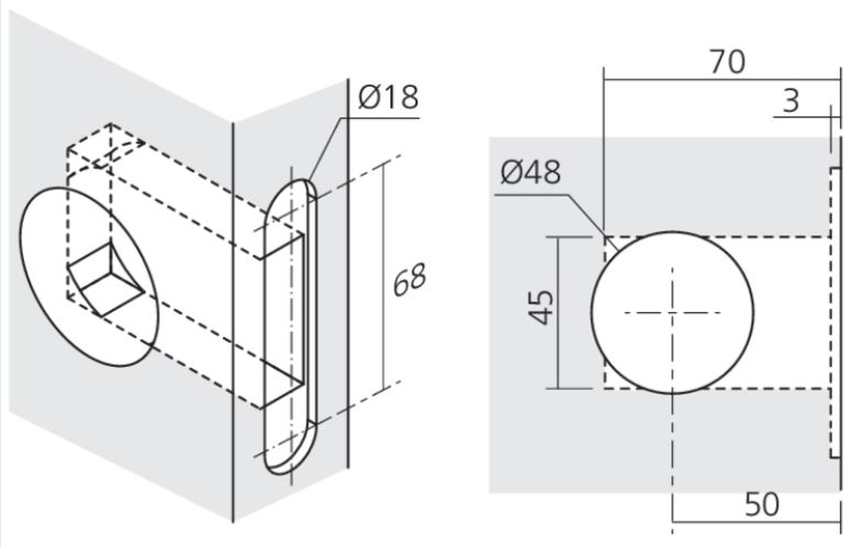Slotset voor schuifdeur KUBE RVS Geborsteld