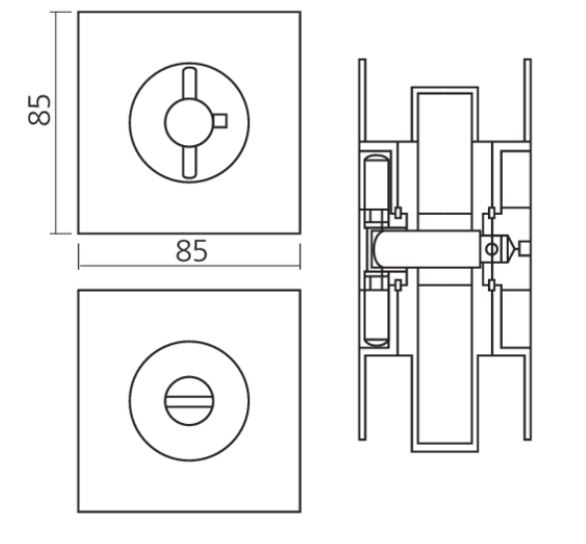 Slotset voor schuifdeur KUBE RVS Geborsteld