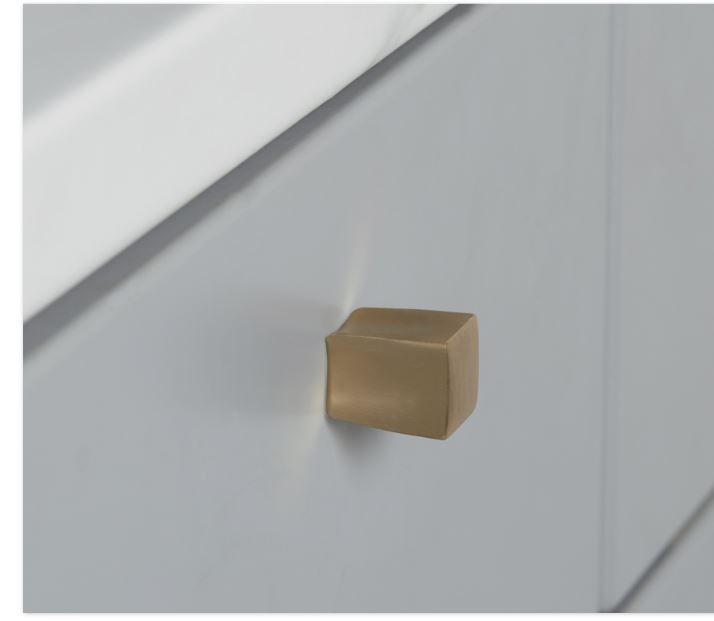 Knop gebogen goud gesatineerd 15 x 16 mm