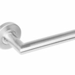 Deurkruk Rechte hoek 90° op Rond Rozet RVS