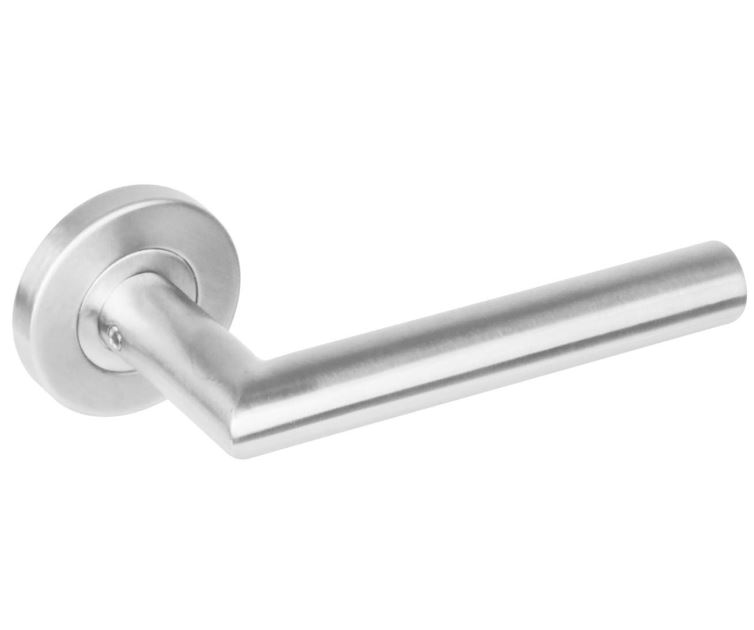 Deurkruk Rechte hoek 90° op Rond Rozet RVS