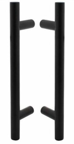Set Deurgrepen T-vorm 400x65x20 HoH 300 mm RVS/Mat Zwart