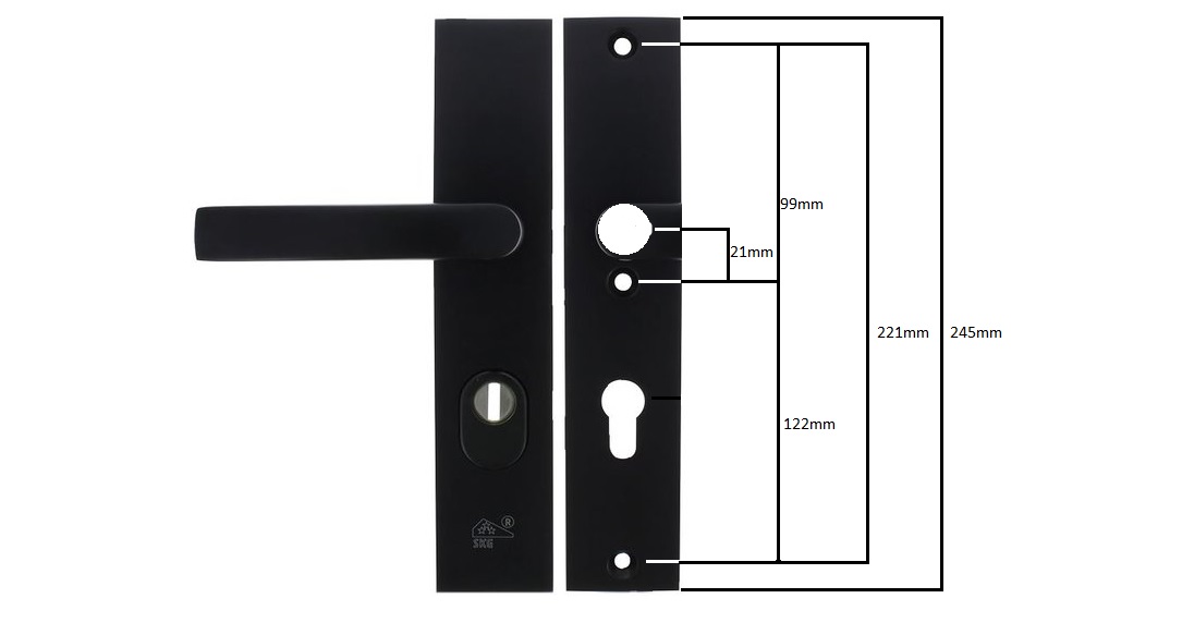 Starx veiligheidsbeslag PC72 SKG3 met kerntrekbeveiliging greep/kruk zwart - Afbeelding 2