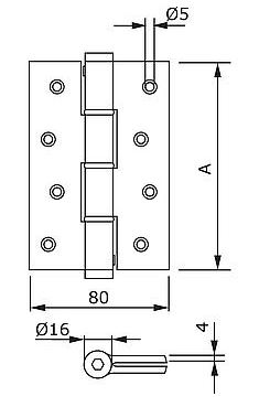 Deurveerscharnier enkel 120x80 mm RVS 316