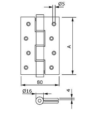 Deurveerscharnier enkel 180x30mm RVS 316