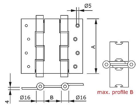 Deurveerscharnier dubbelwerkend 120x30 mm aluminium zilvergrijs