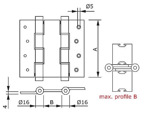 Deurveerscharnier dubbelwerkend 180x40mm RVS 316