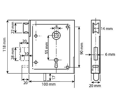 DX Poortslot met dagschoot en zwart beslag inclusief 2 sleutels - Afbeelding 2
