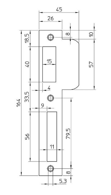 Nemef Sluitplaat P8691/12 DIN rechts staal Verzinkt - Afbeelding 2