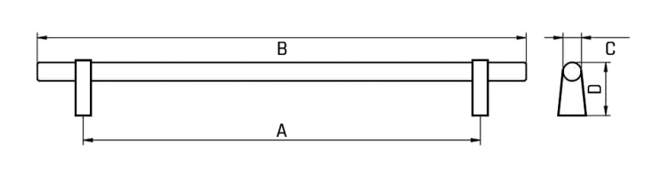 Staafgreep Aluminium Ribbel 128 mm Mat-goud