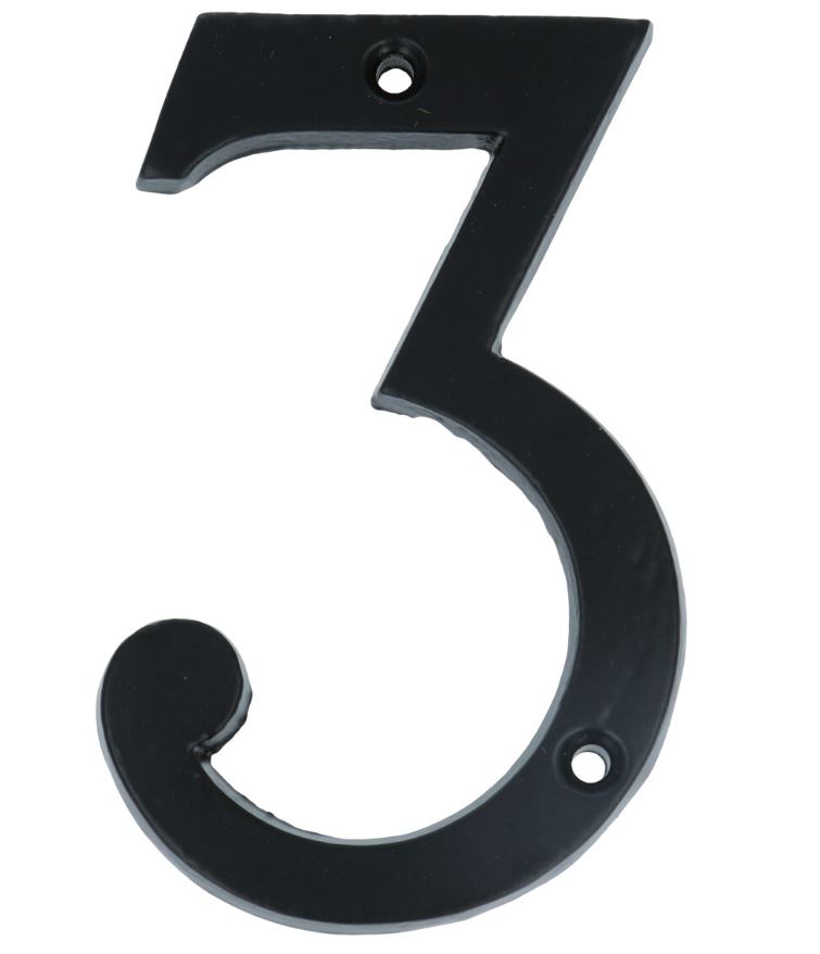 Huisnummer 3 IJzer Zwart 100 mm