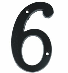 Huisnummer 6 IJzer Zwart 100 mm
