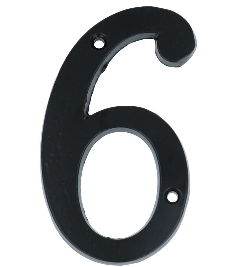 Huisnummer 6 IJzer Zwart 100 mm