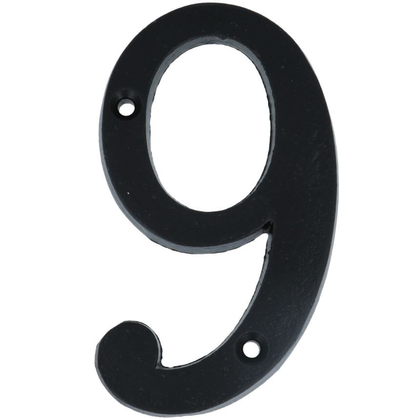 Huisnummer 9 IJzer Zwart 100 mm