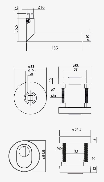 Intersteel SKG3 Veiligheid Achterdeur Set Rond Zwart