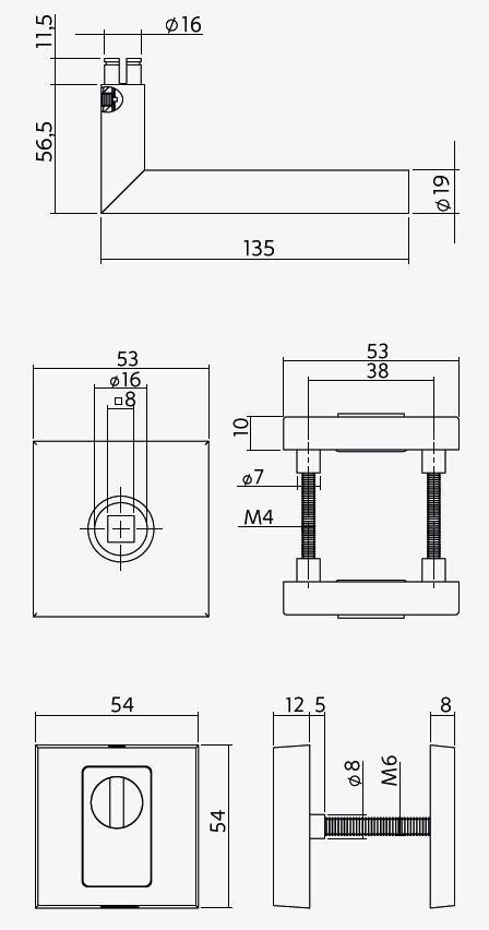 Intersteel SKG3 Veiligheid Achterdeur Set Vierkant Zwart