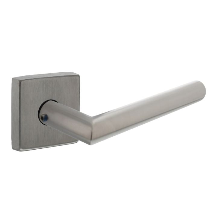 Set achterdeurbeslag vierkant deurkruk Jura met massieve rozetten rvs