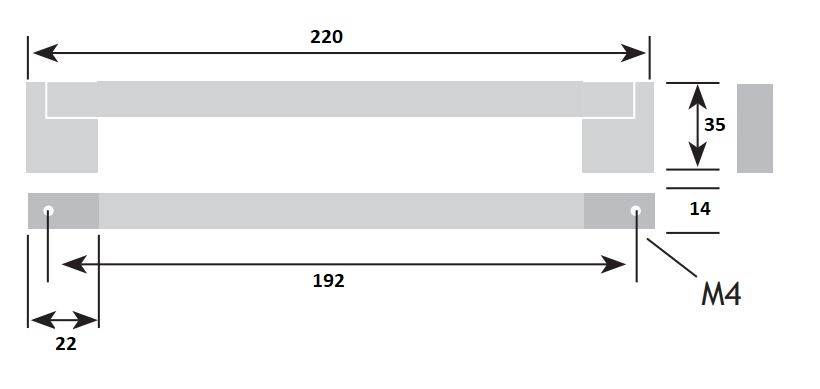 Greep Recht ø14 rvs-Look 192 mm - Afbeelding 2
