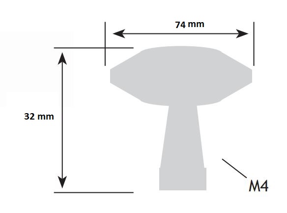 Knop Open mat zwart 74 mm - Afbeelding 2
