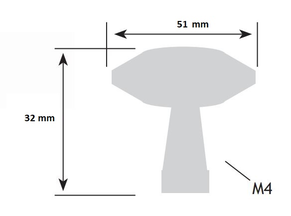 Knop Open mat zwart 51 mm - Afbeelding 2