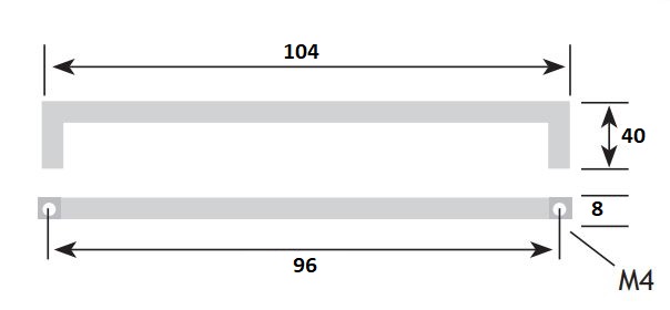 Greep Recht 8x8 rvs-Look 96 mm - Afbeelding 2