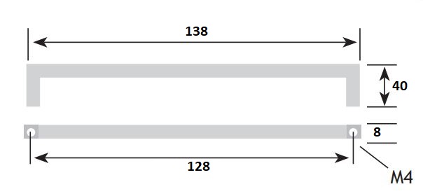 Greep Recht 8x8 rvs-Look 128 mm - Afbeelding 2